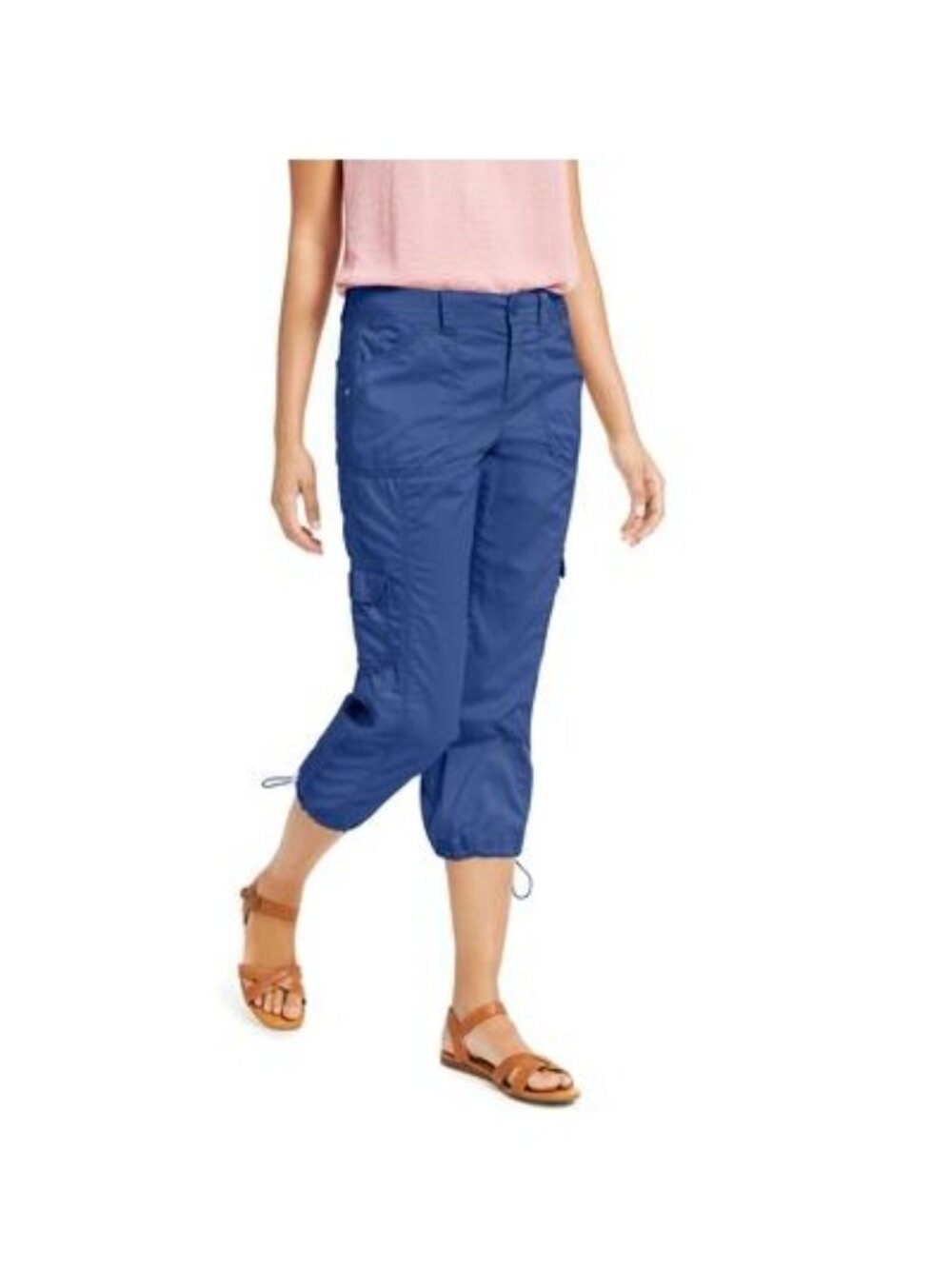 Style & Company Womens Mid Rise Bungee Capri Pants New Uniform Blue Size 8P NWT